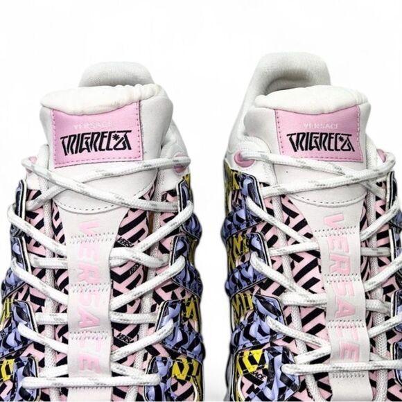 VERSACE Men's Trigreca White Platform Multicolor Monogram Sneakers Size … - Picture 6 of 14